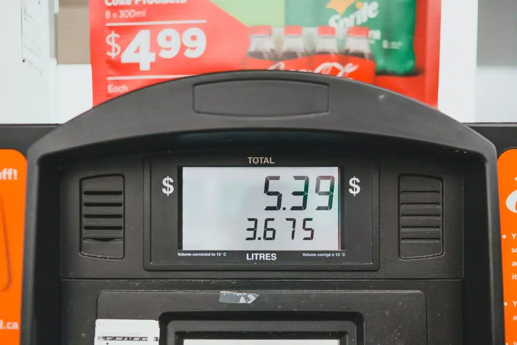 Display screen of a gasoline pump.