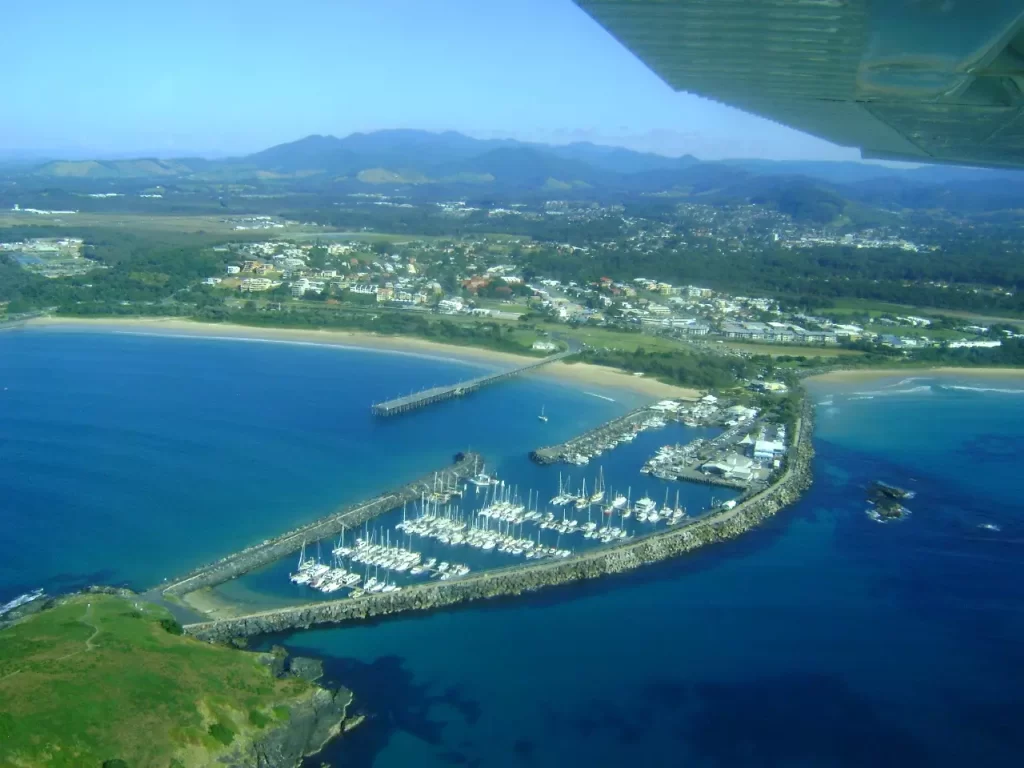 Aierial view of New South Wales in Coffs Harbour.