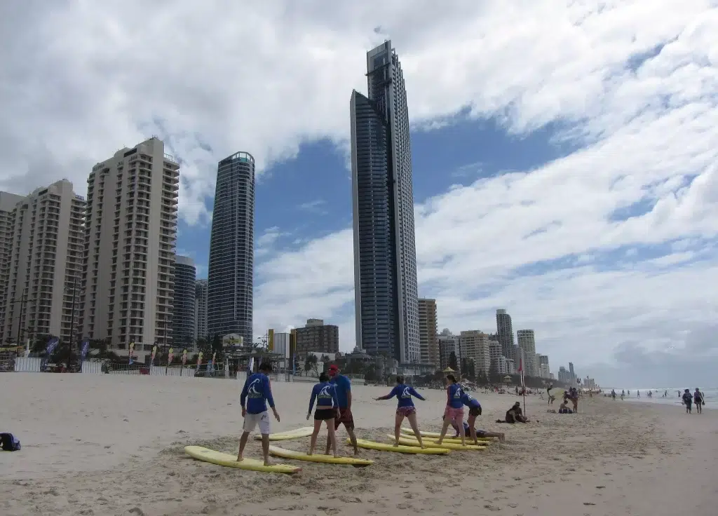 Buildings and beach in Gold Coast.