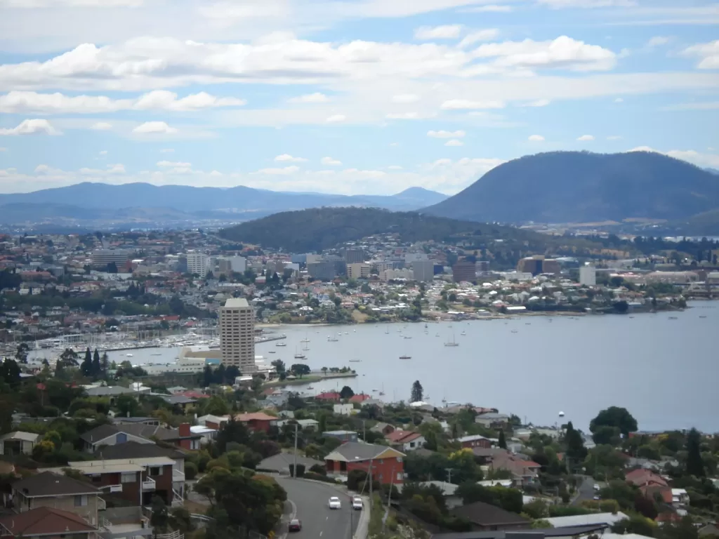 Aerial view of Hobart.