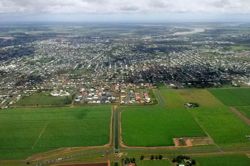 Aerial view of Bundaberg.