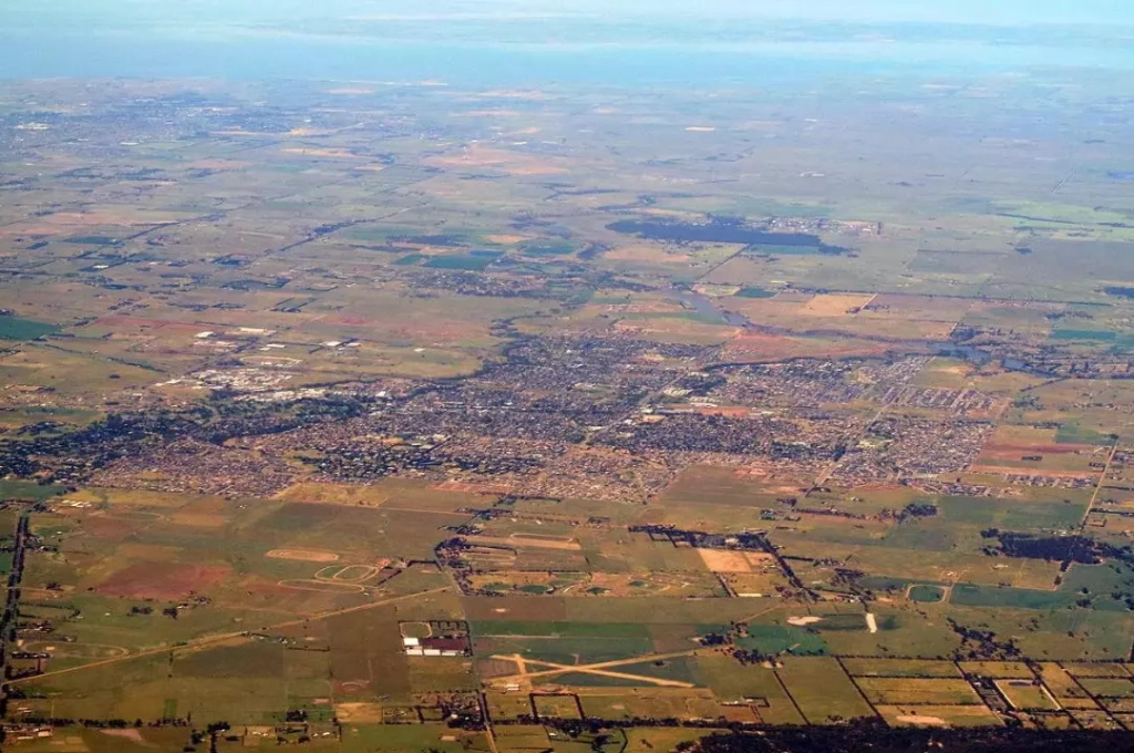 Aerial view of the city of Melton.