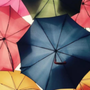 Umbrella with different colors.