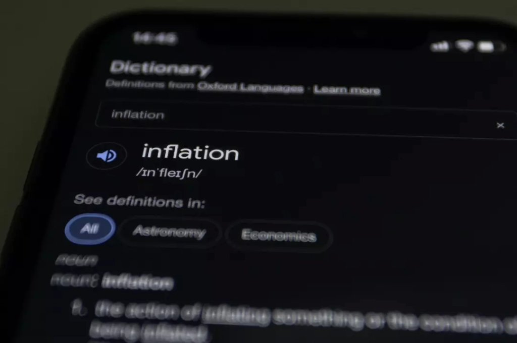 Inflation displayed on a phone screen.